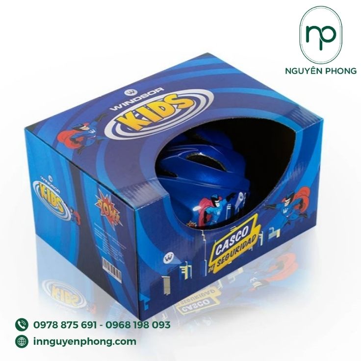 Mẫu hộp carton đựng mũ bảo hiểm trẻ em